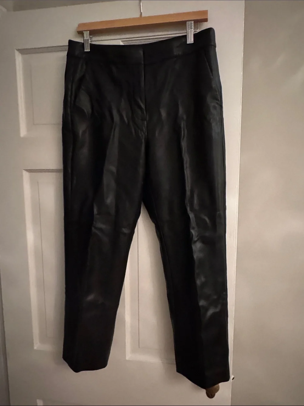 J. Crew Black Faux Leather Straight-Leg Pants